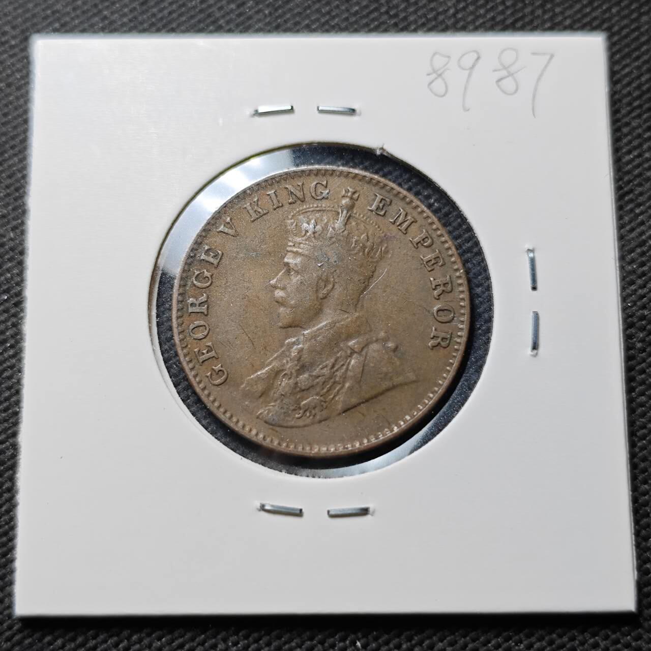 KK钱币收藏小铺  第389期  2月预留时间 周末发货  1936英属印度1/4安娜铜币