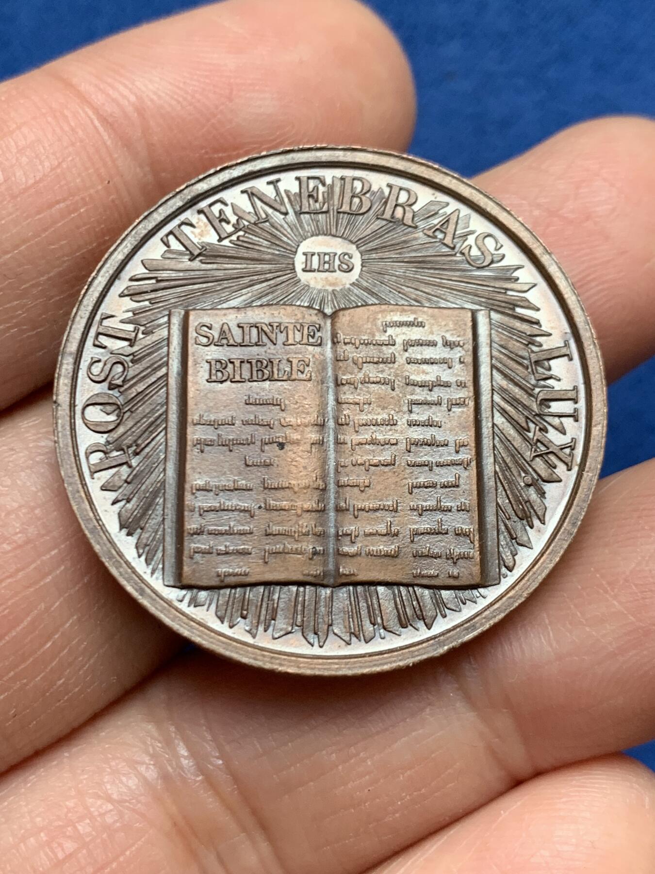 《竞宝斋》第461场 周日，周一，2场连拍 （全场包邮）欢迎送拍 日内瓦1885年宗教改革350周年纪念铜章 状态极好 20.6克 33.4mm