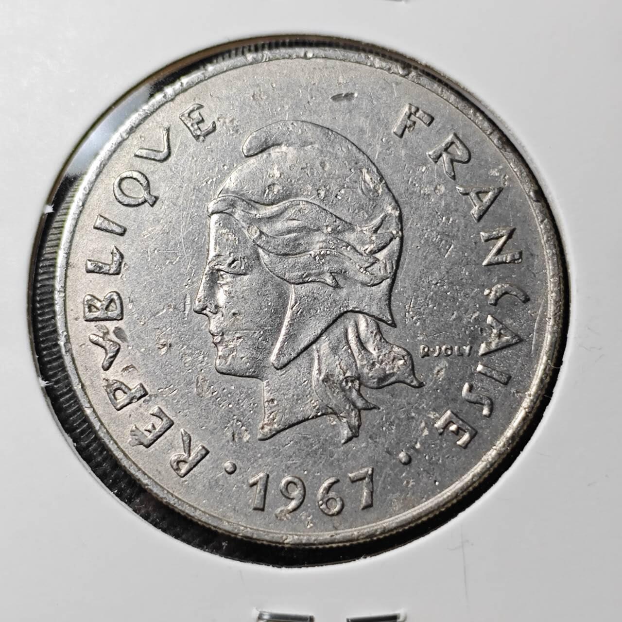 KK钱币收藏小铺  第389期  2月预留时间 周末发货  1967法属新喀里多尼亚50法郎