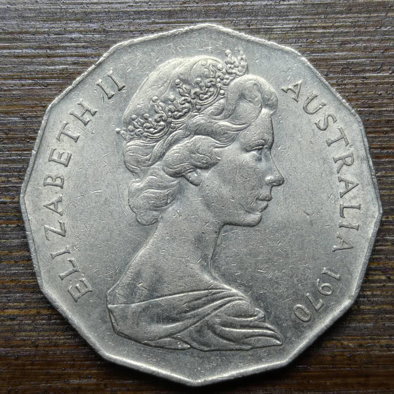 【铜匠收藏】★第140场★散币场。不寄存，30包邮。不满30元，支付5元运费。《接受代拍 代送NGC评级》 9【无寄存】澳大利亚1970年50分 库克船长200周年纪念币 铜镍币