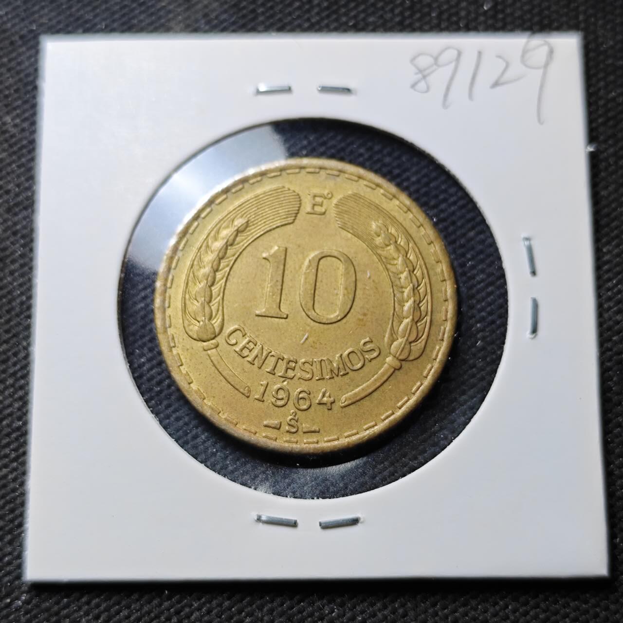 KK钱币收藏小铺  第389期  2月预留时间 周末发货 1964 智利10分飞鹰