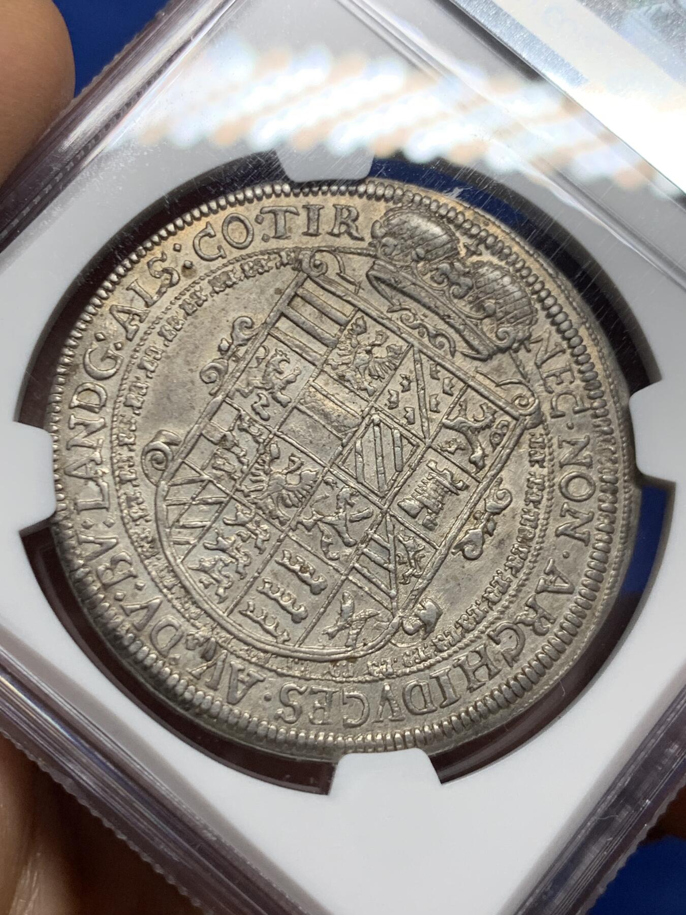 《竞宝斋》第461场 周日，周一，2场连拍 （全场包邮）欢迎送拍 冠军分 NGC MS62  奥地利帝国 1622年  上阿尔萨斯伯爵领地 费迪南二世 泰勒大银币 仅发行两年 非常稀有的版本