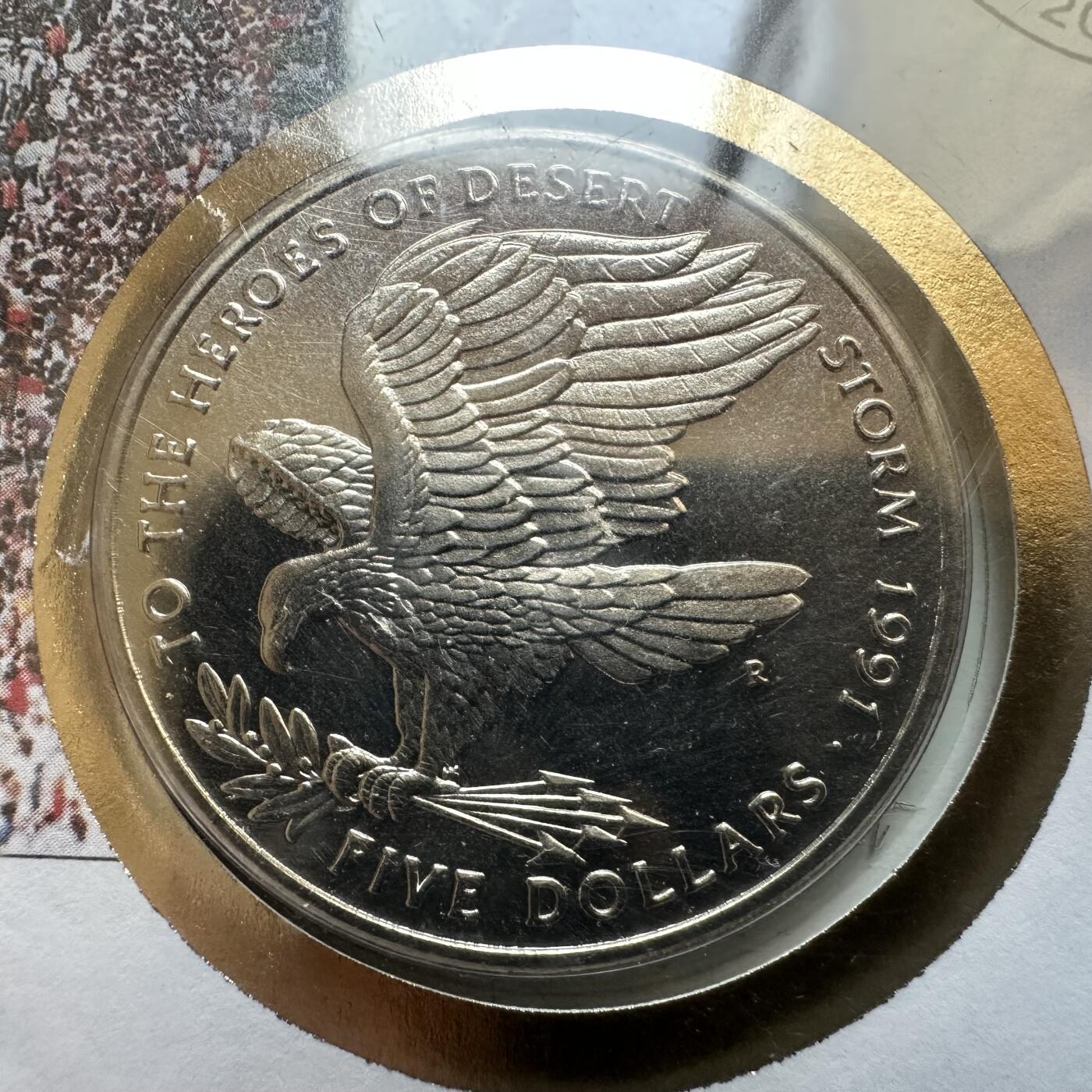 🌹外币初藏🌹🐯2026年第12场  每周二四六晚8️⃣点 接代拍 马绍尔群岛1991年沙漠风暴¥5克朗型纪念币 首日封