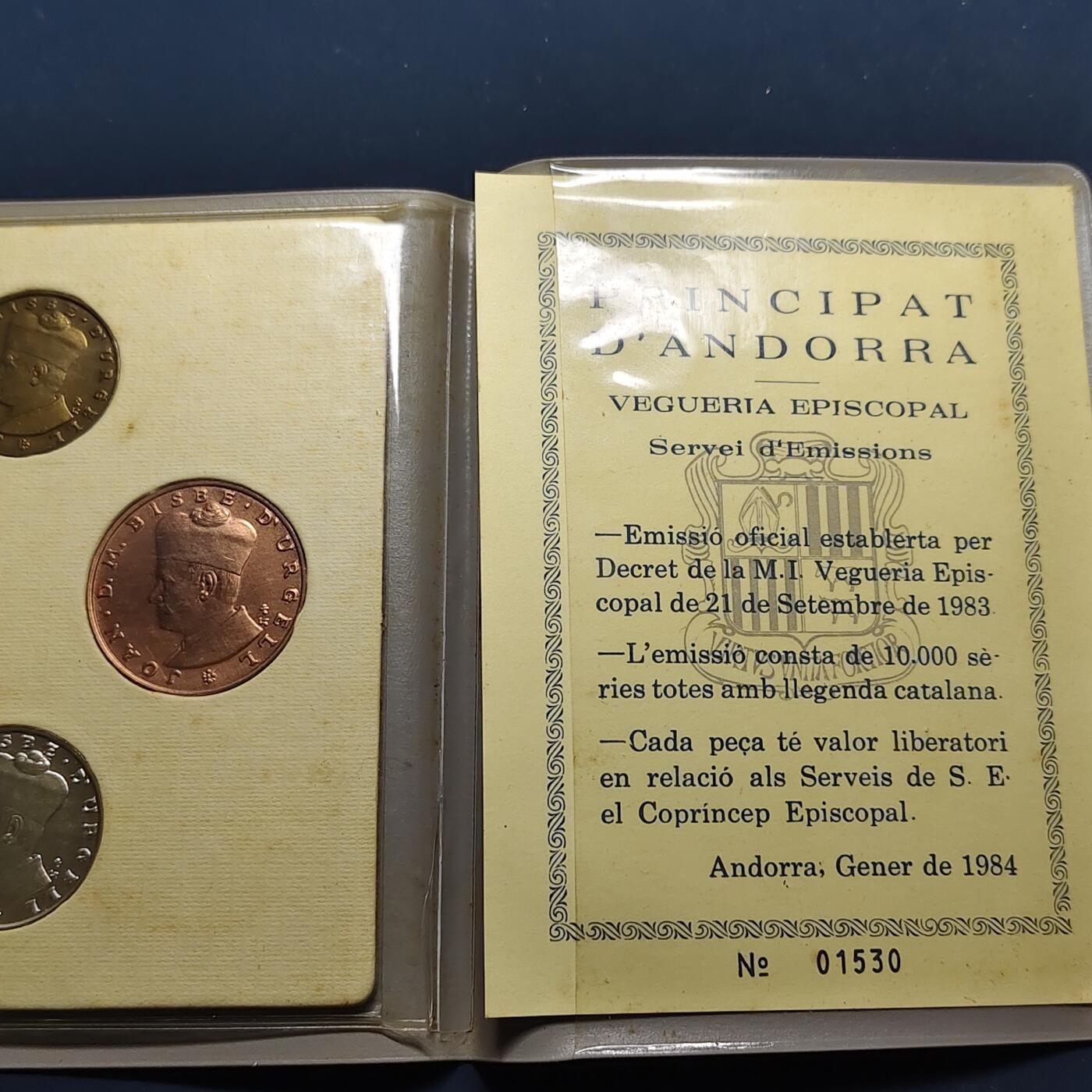 【全场包邮】纯粹捡漏拍499场-持续更新中 【少见】安道尔1984年乌赫尔主教及大公西西利亚1银2铜官方套币【银币26毫米8克90%，纯银价约201元（按28元银价估算）】-量7500