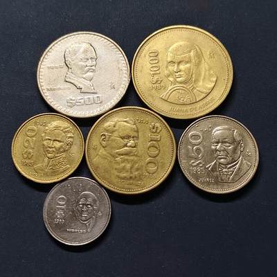 【全场包邮】纯粹捡漏拍498场-持续更新中 - 墨西哥1985-1989年英雄人物版6枚套币