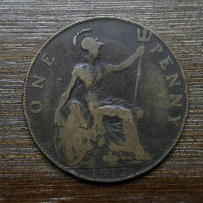 【铜匠收藏】★第140场★散币场。不寄存，30包邮。不满30元，支付5元运费。《接受代拍 代送NGC评级》 - 15【无寄存】英国1912年H版1便士铜币乔治五世