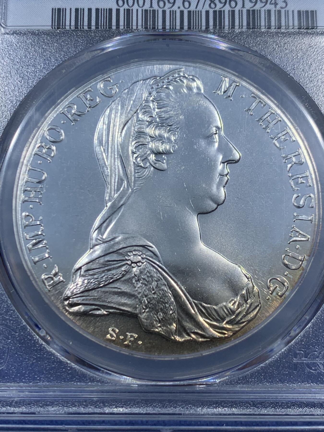 《竞宝斋》第461场 周日，周一，2场连拍 （全场包邮）欢迎送拍 PCGS MS67 奥地利1780大奶妈玛丽亚·特蕾莎皇后1泰勒银币 后铸版 背面支撑有磕