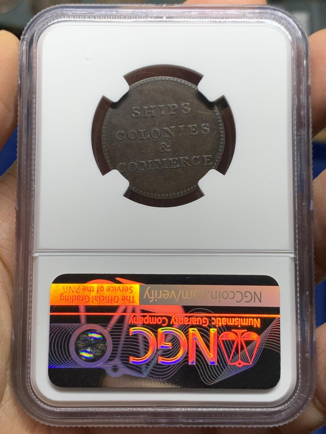 《竞宝斋》第461场 周日，周一，2场连拍 （全场包邮）欢迎送拍 NGC XF45BN 加拿大 1835 爱德华王子岛 帆船代币 原味好细节 品种也少见