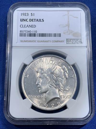 《竞宝斋》第461场 周日，周一，2场连拍 （全场包邮）欢迎送拍 - NGC UNCD 美国1923和平银元，原光好品，按当下银价22.4元光材料就要538元了