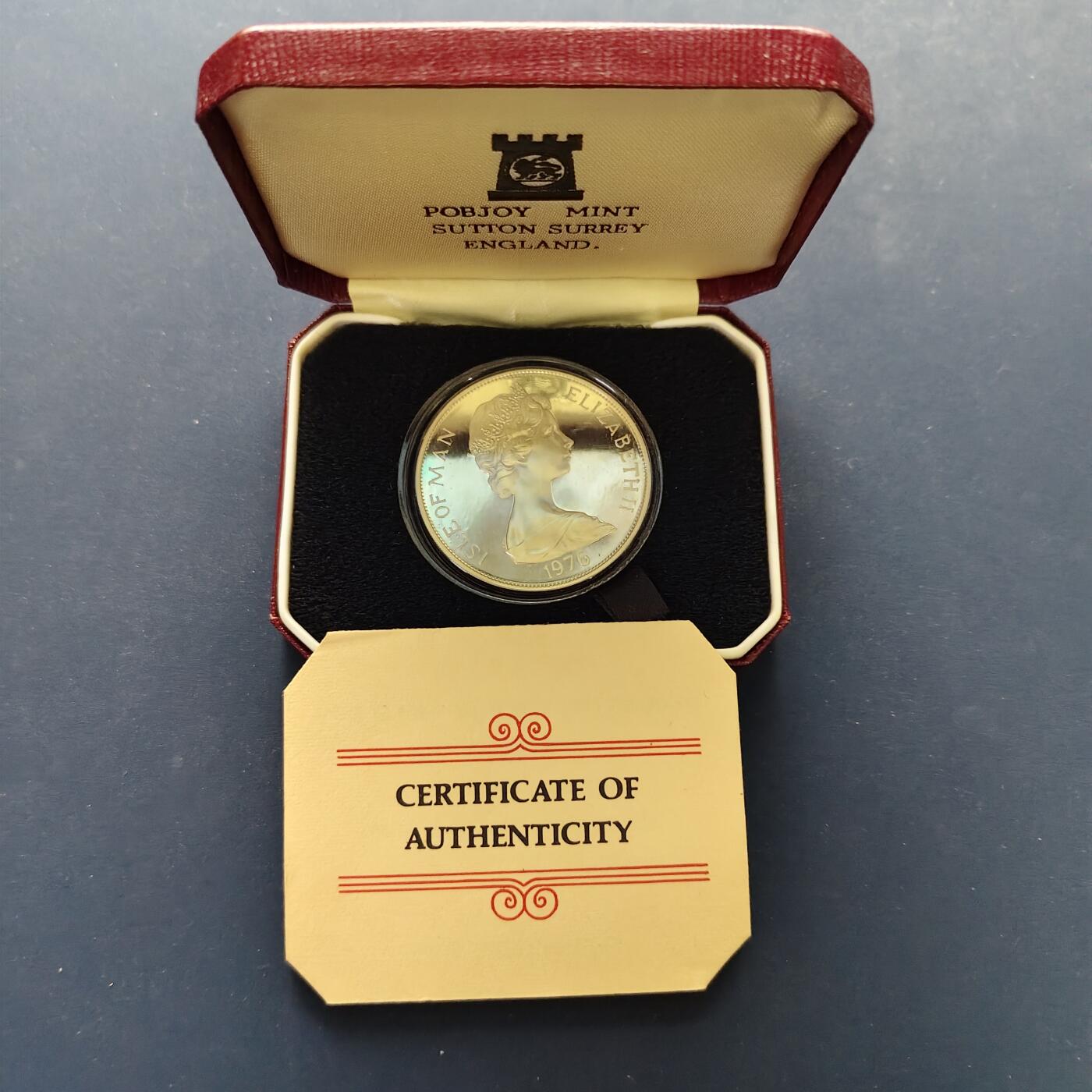 【全场包邮】纯粹捡漏拍499场-持续更新中 马恩岛1976年1克朗美国独立200周年精制克朗型纪念币