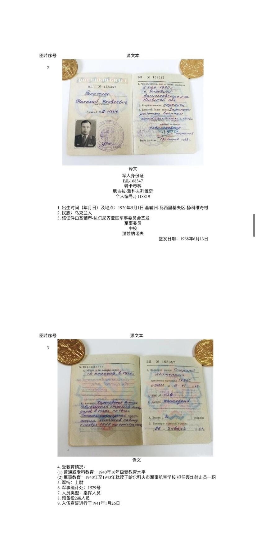 戎马世界章牌大赏第110期 苏联空军飞行侦察员勋章证书与证件一套，带得主相关事迹与履历，得主曾驾驶飞机（推测为雅克9R）侦查敌军部队、港口，并在行动中消灭敌军40人，获得红旗勋章