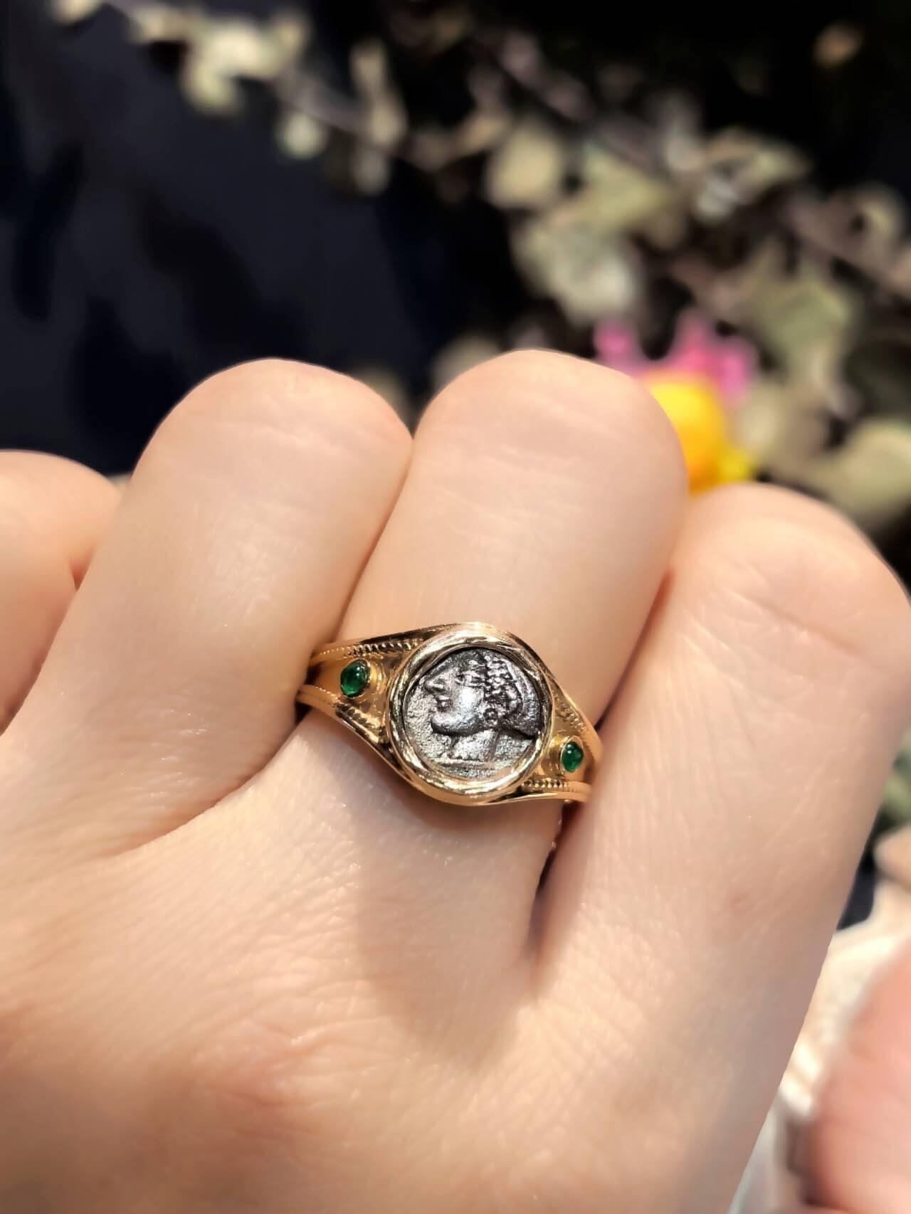 古希腊古风雅典娜古币戒指