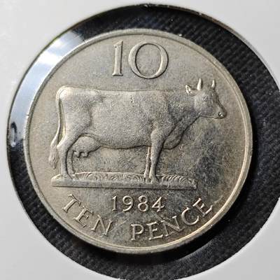 KK钱币收藏小铺  第389期  2月预留时间 周末发货 -  根西10便士奶牛