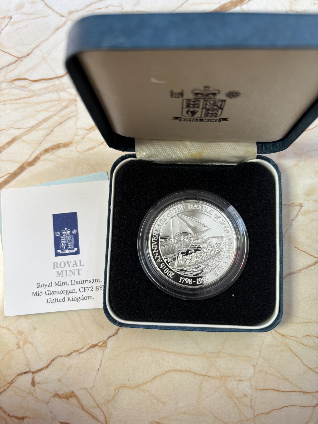 第189期拍卖 伯利兹1998年圣乔治湾战役200周年纪念银币，925银，28.28克，发行5000枚