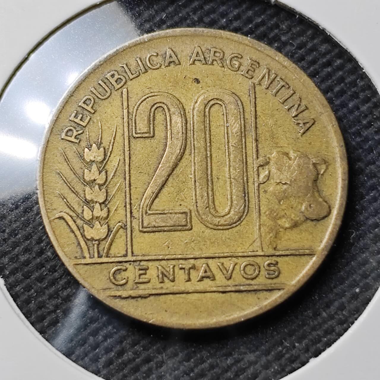 KK钱币收藏小铺  第389期  2月预留时间 周末发货  1943阿根廷20分铜币