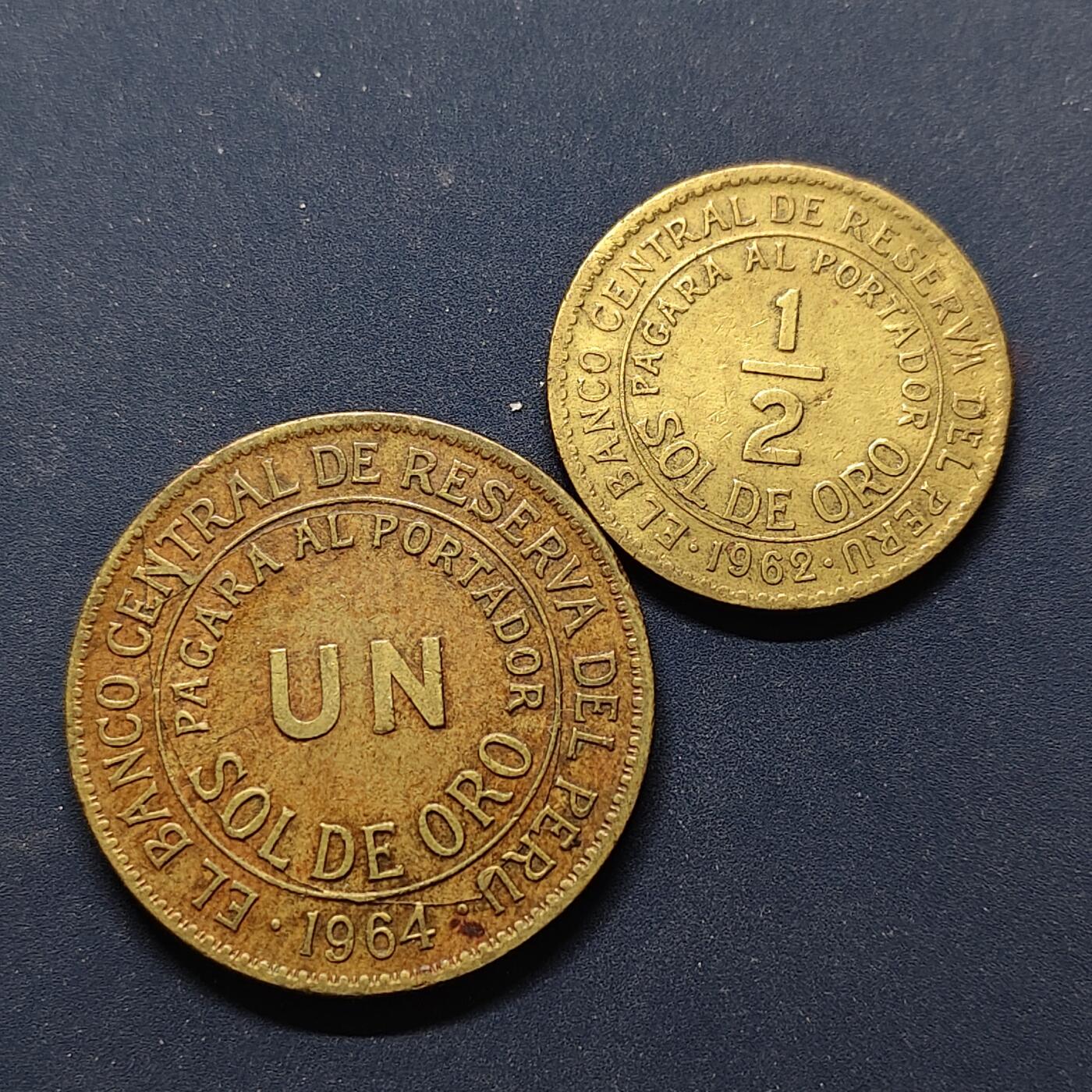 【全场包邮】纯粹捡漏拍498场-持续更新中 秘鲁1962-1964年大面值半索尔-1索尔2枚一组