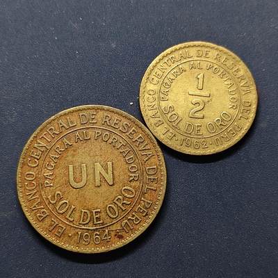 【全场包邮】纯粹捡漏拍498场-持续更新中 - 秘鲁1962-1964年大面值半索尔-1索尔2枚一组