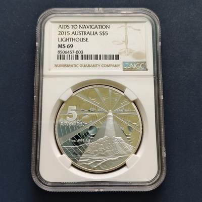 【全场包邮】纯粹捡漏拍499场-持续更新中 - 澳大利亚2015年1元灯塔精制纪念银币【40.5毫米31.1克99.9%，纯银价约870元（按28元银价折算）】-NGC MS69