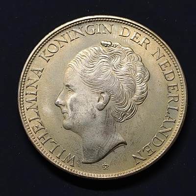 【全场包邮】纯粹捡漏拍499场-持续更新中 - 库拉索1944年威廉明娜女王2.5盾银币【38毫米25克72%，纯银价约504元（按28元银价估算）】