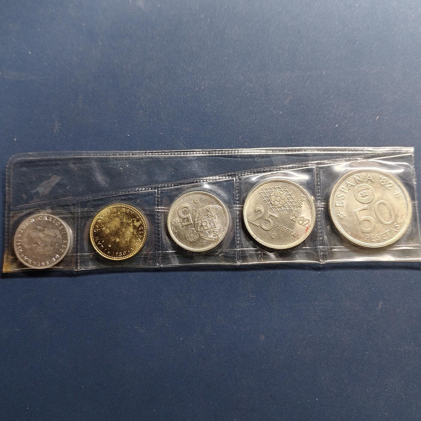 【全场包邮】纯粹捡漏拍498场-持续更新中 西班牙1982年世界杯纪念5枚套币