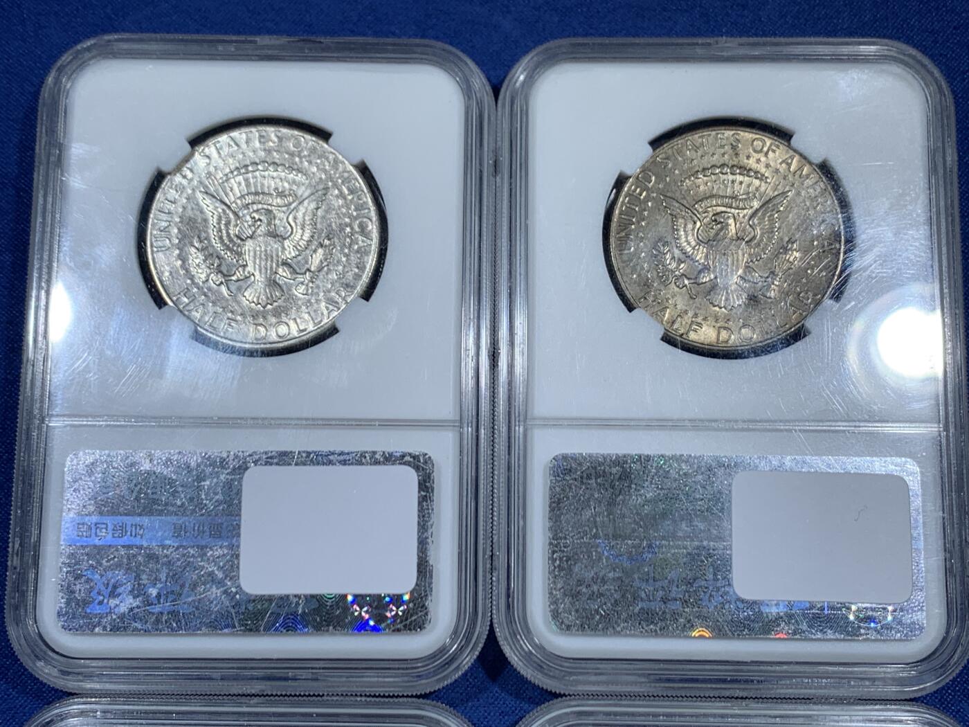 《竞宝斋》第461场 周日，周一，2场连拍 （全场包邮）欢迎送拍 四枚一组 美国肯尼迪半美元银币 细节见图