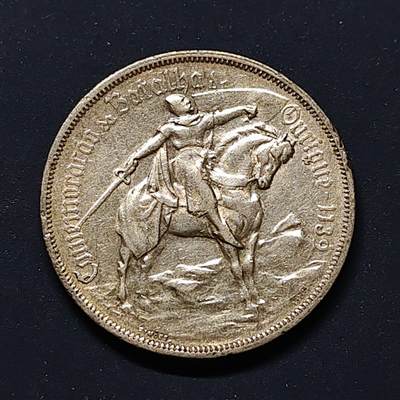 【全场包邮】纯粹捡漏拍499场-持续更新中 - 葡萄牙1928年10埃斯库多奥里基战役纪念银币【30毫米12.5克83.5%，纯银价约292元（按28元银价估算）】