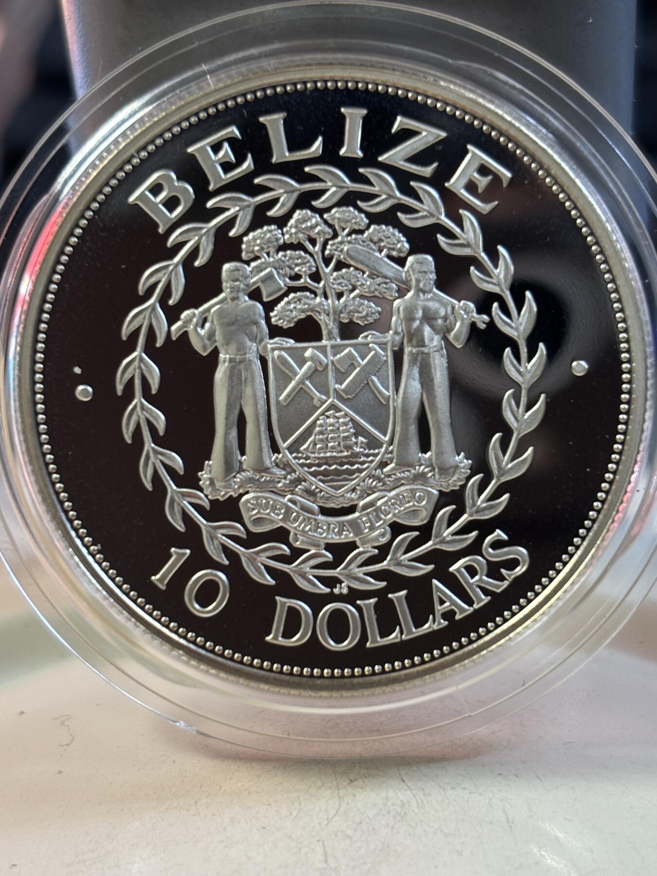 第189期拍卖 伯利兹1998年圣乔治湾战役200周年纪念银币，925银，28.28克，发行5000枚