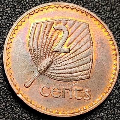 泉币菌-第175场- 精品福利场 - 铜底光 芭蕉扇 英属斐济1992年2分铜币 中年女王 21.08毫米3.85克