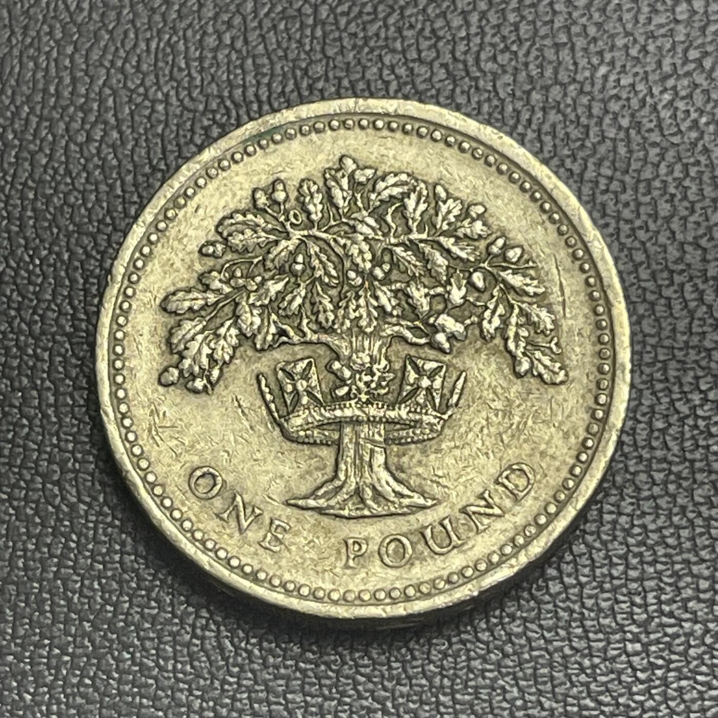 回流0125 英国1992年1英镑加厚铜币 英格兰橡树