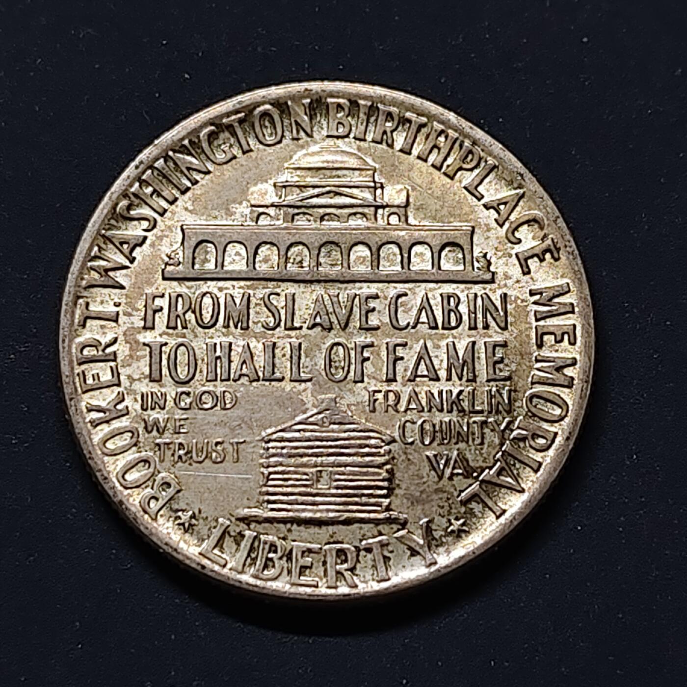 【全场包邮】纯粹捡漏拍499场-持续更新中 美国1951年半元黑人政治家教育家布克华盛顿纪念银币【30.6毫米12.5克90%，纯银价约316元（按28元银价折算）】