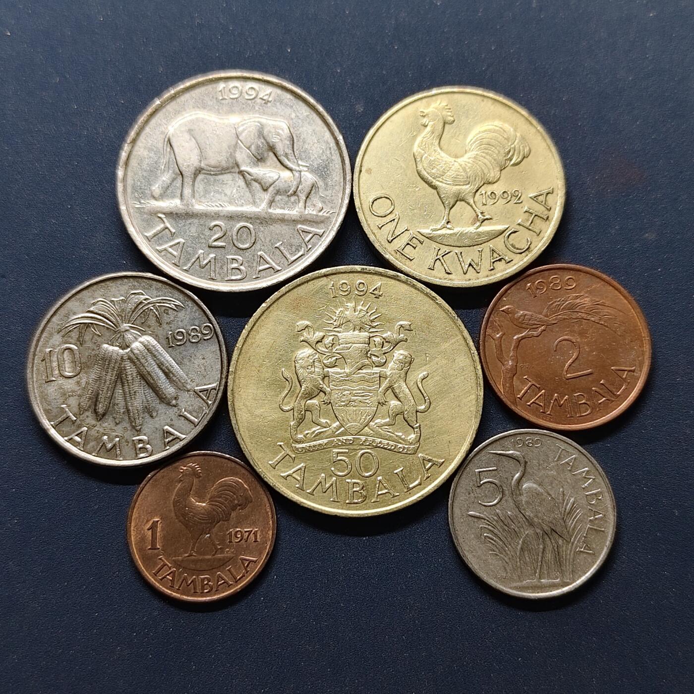 【全场包邮】纯粹捡漏拍498场-持续更新中 马拉维1971-1994年7枚套币