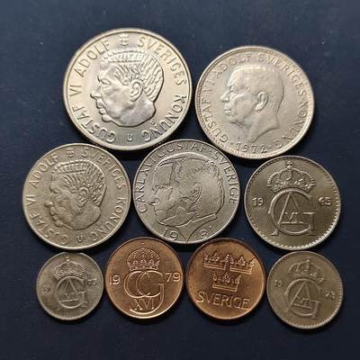 【全场包邮】纯粹捡漏拍498场-持续更新中 - 瑞典各年份各版本9枚套币