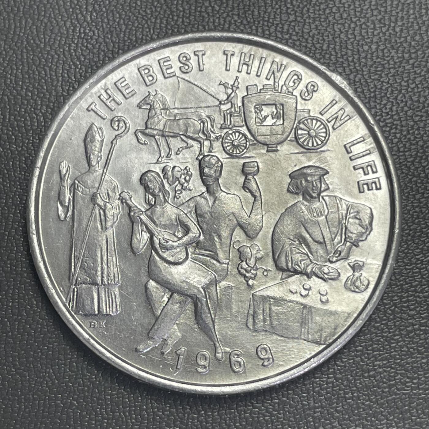 回流0125 稀少全新美品 美国1968-1969年新奥尔良狂欢节（Krewe of Bacchus）纪念代币