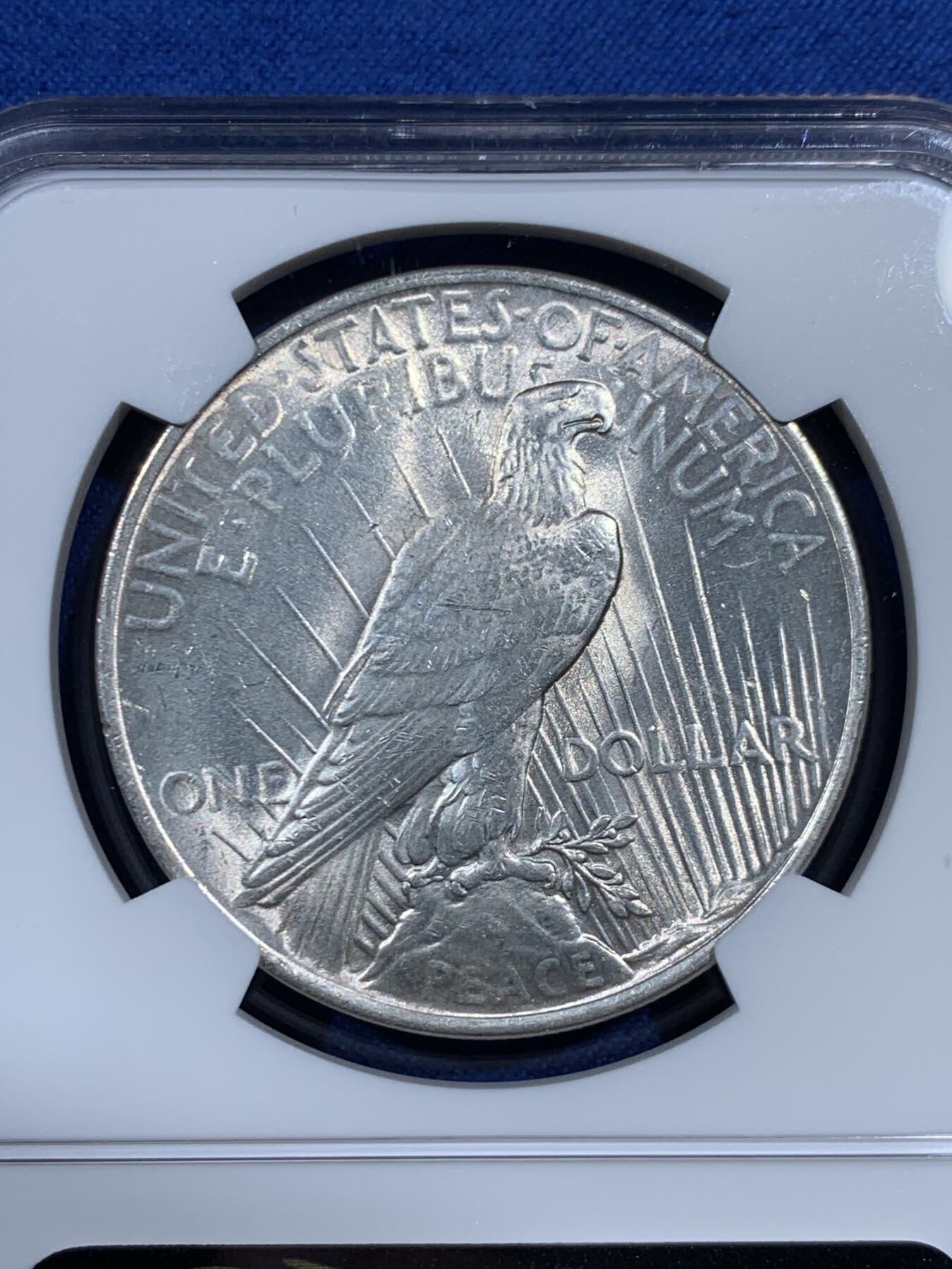 《竞宝斋》第461场 周日，周一，2场连拍 （全场包邮）欢迎送拍 NGC UNCD 美国1923和平银元，原光好品，按当下银价22.4元光材料就要538元了