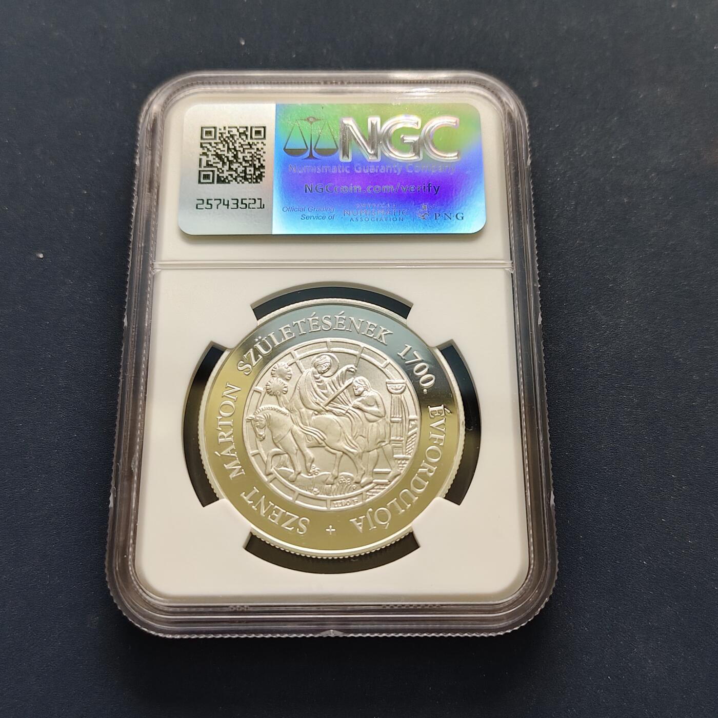 【全场包邮】纯粹捡漏拍499场-持续更新中 【收藏级·亚军分·少见】匈牙利2016年10000福林圣马丁诞生1700周年精制纪念银币【37毫米24克92.5%，纯银价约621元（按28元银价估算）】-量5000-NGC PF68 ULTRA CAMEO（更高分仅1枚）
