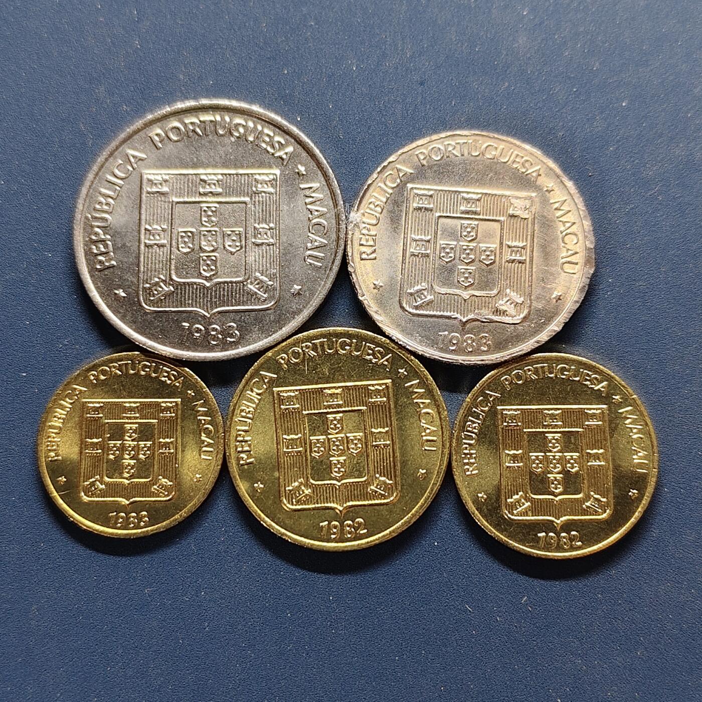 【全场包邮】纯粹捡漏拍498场-持续更新中 澳门1983-1983年福禄寿喜龙5枚套币