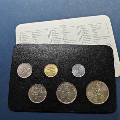 【全场包邮】纯粹捡漏拍498场-持续更新中 - 西班牙1982年世界杯纪念币黑卡装6枚套币