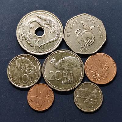 【全场包邮】纯粹捡漏拍498场-持续更新中 - 巴布亚新几内亚1991-2001年7枚套币-含纪念币