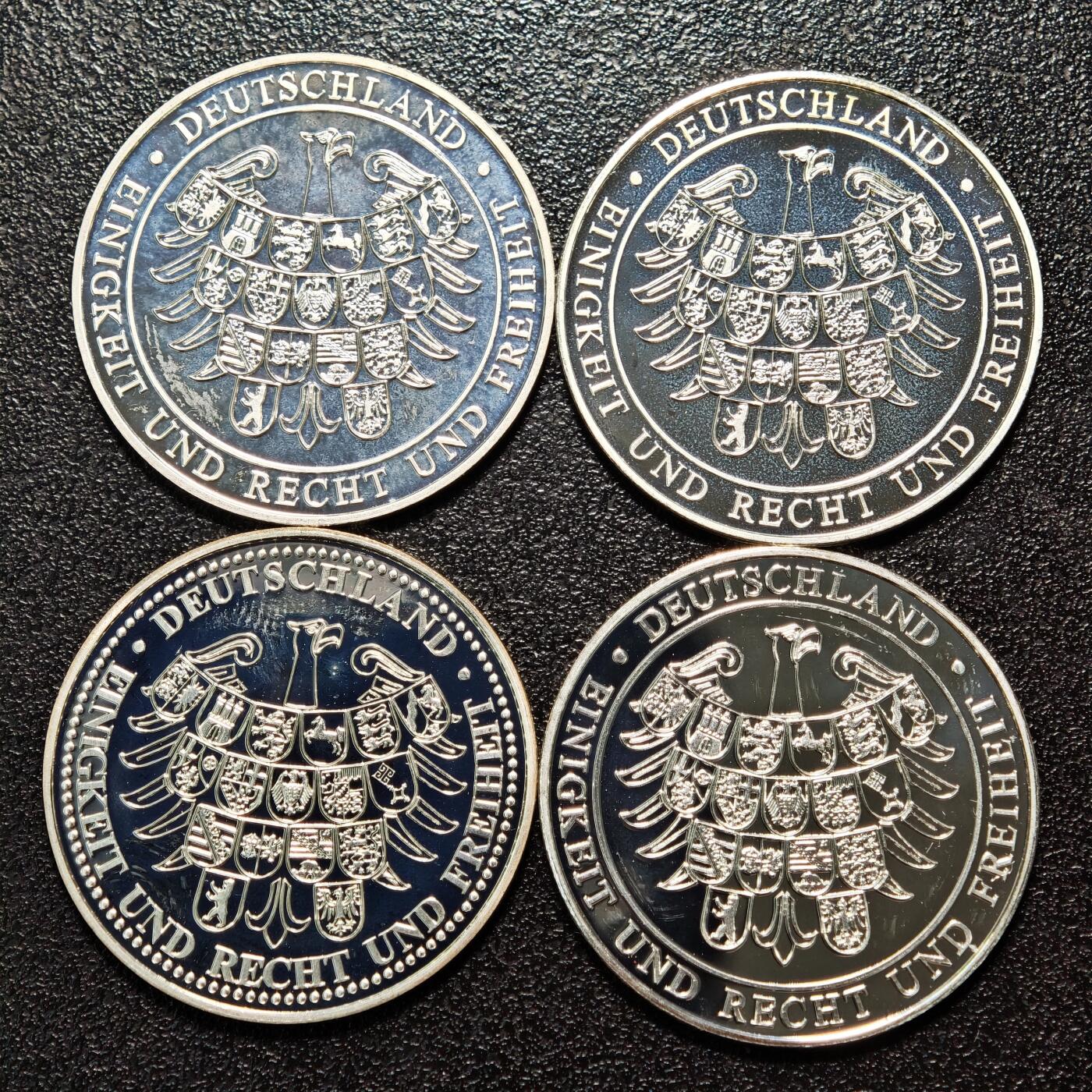 【德藏】世界币章拍卖第163期（拍品征集中~欢迎藏友联系） 4枚一组 现代德国纪念银章 333银 直径约：30mm/枚；重约：6.7g/枚
