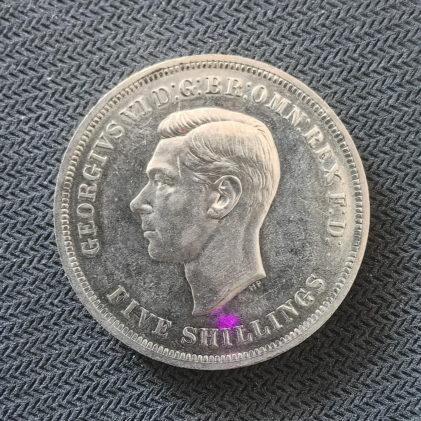 道一币馆币章第一百六十四场 英国1951年乔治六世马剑镍克朗