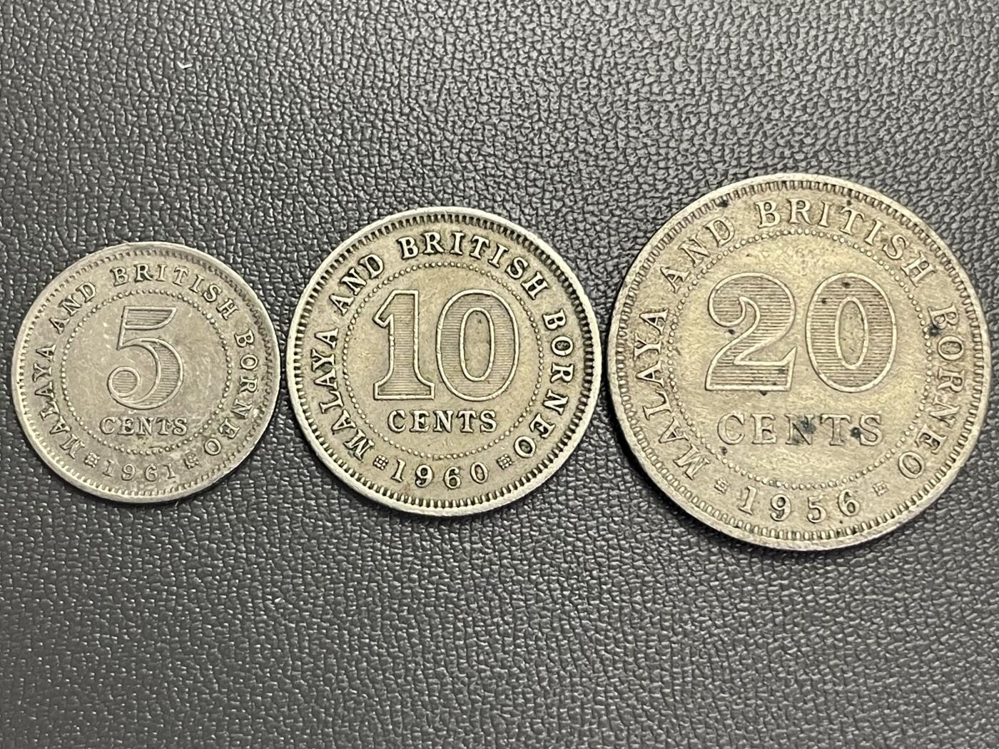 回流0125 英属马来亚与北婆罗洲5、10、20分 发行于1953–1961年，是英属殖民时期马来亚、新加坡、沙巴、砂拉越等地的统一流通货币