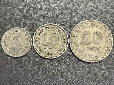 回流0125 - 英属马来亚与北婆罗洲5、10、20分 发行于1953–1961年，是英属殖民时期马来亚、新加坡、沙巴、砂拉越等地的统一流通货币