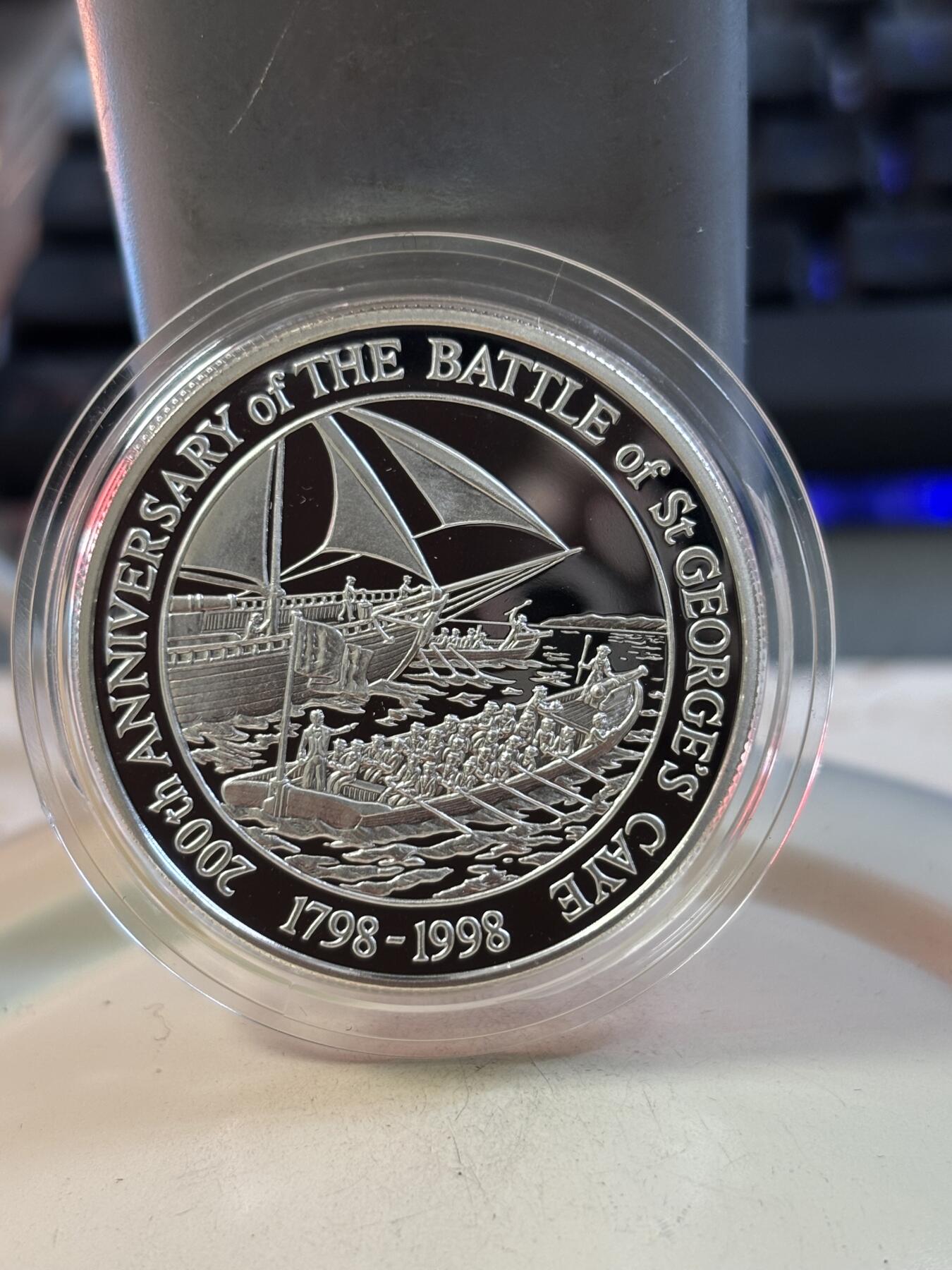 第189期拍卖 伯利兹1998年圣乔治湾战役200周年纪念银币，925银，28.28克，发行5000枚