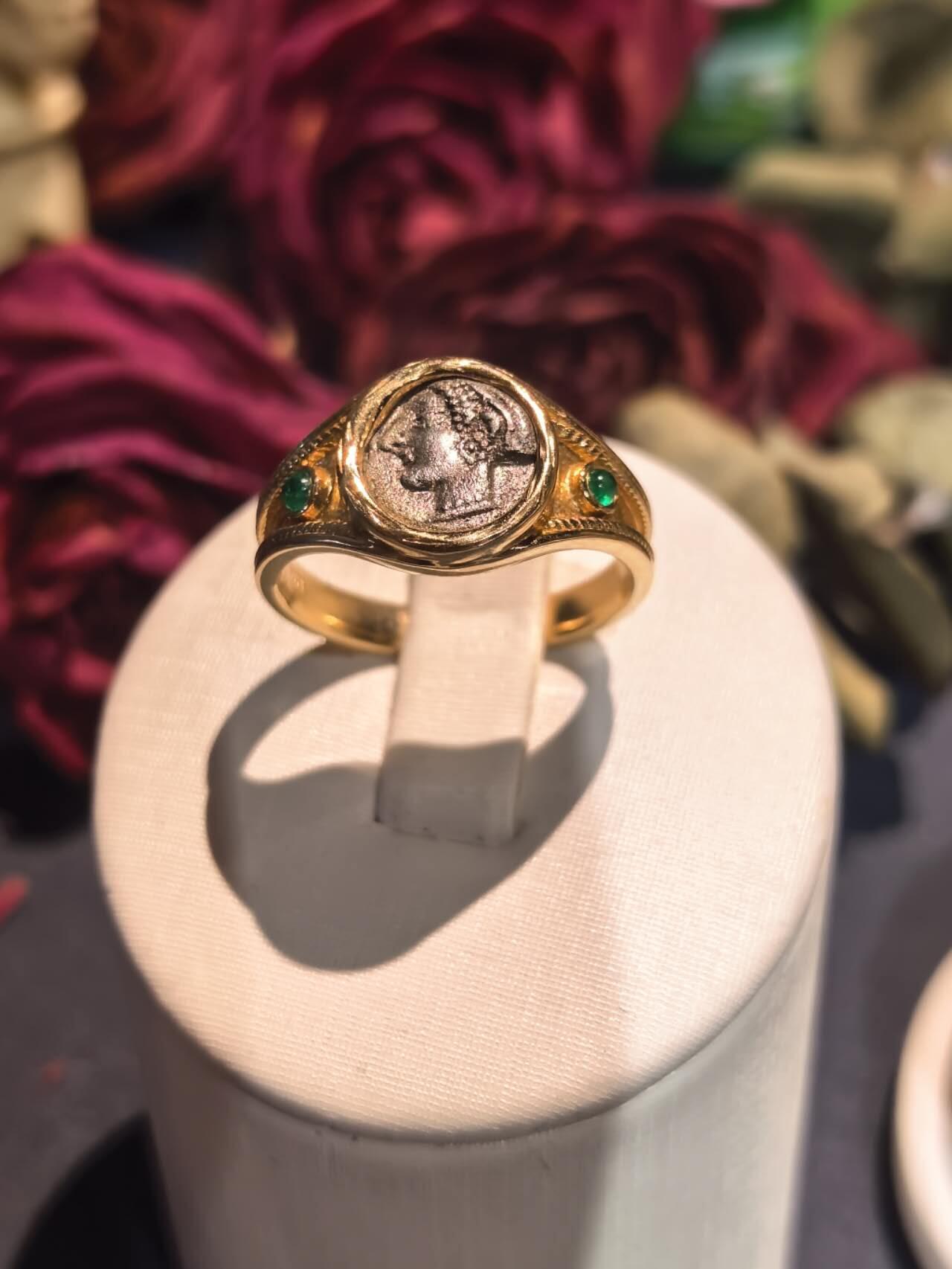 古希腊古风雅典娜古币戒指