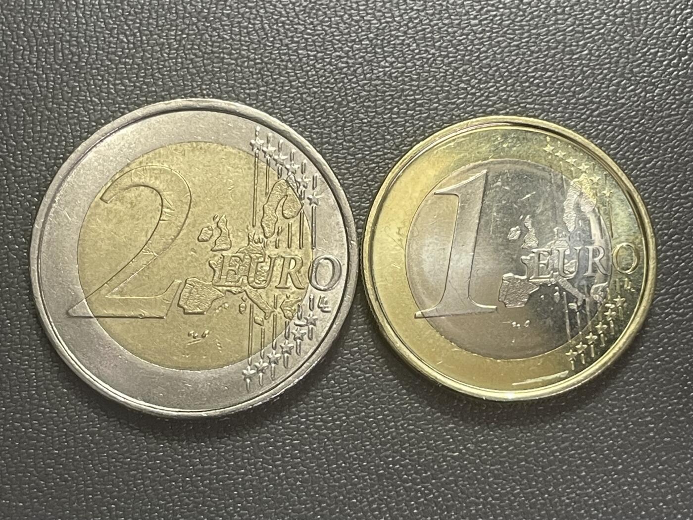 回流0125 德国2004年1欧元、2002年2欧元双色币 联邦鹰