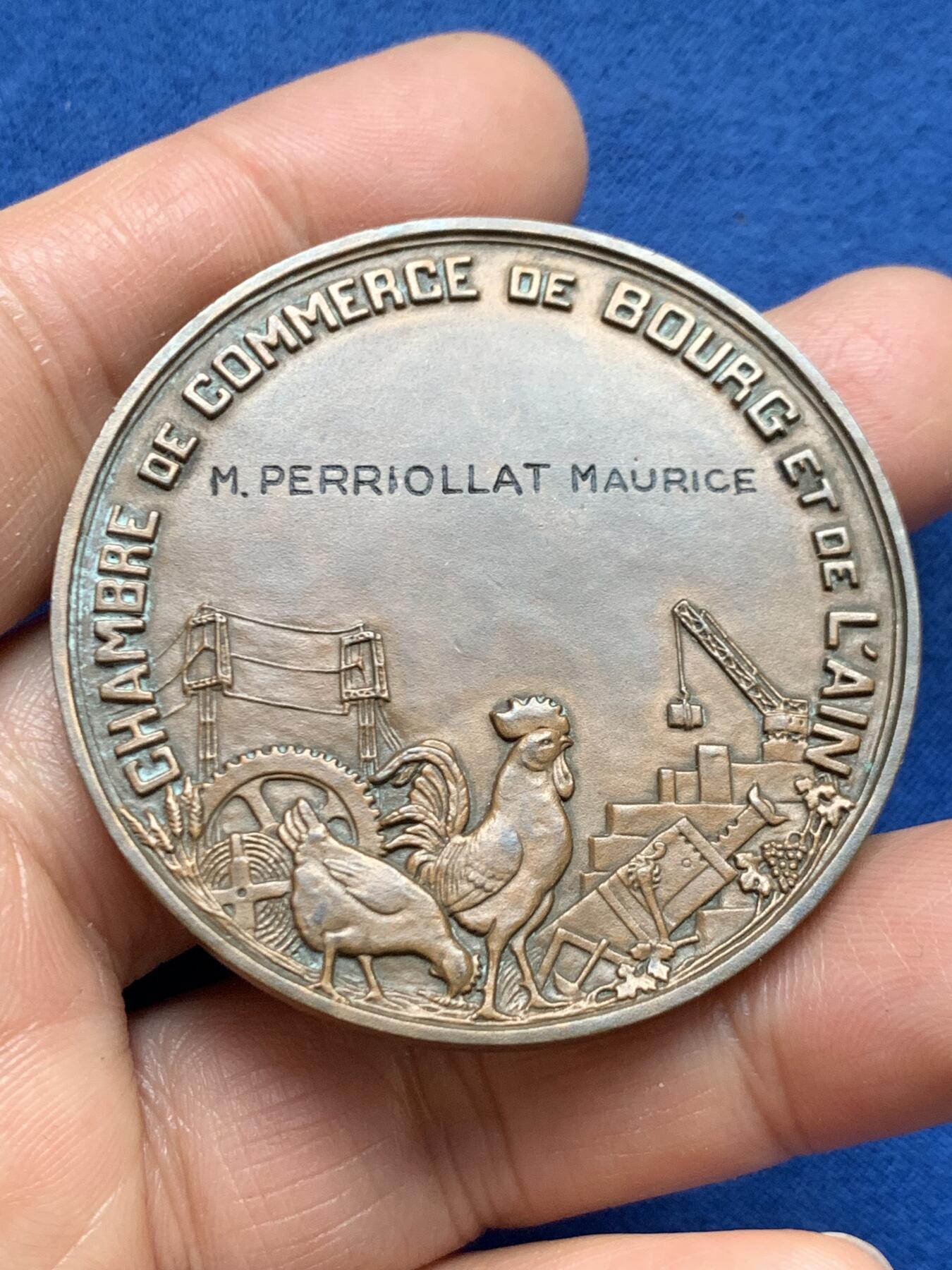 《竞宝斋》第461场 周日，周一，2场连拍 （全场包邮）欢迎送拍 法国布尔日和莱恩商会铜章 60.3克 49.6mm 丰饶角铜标