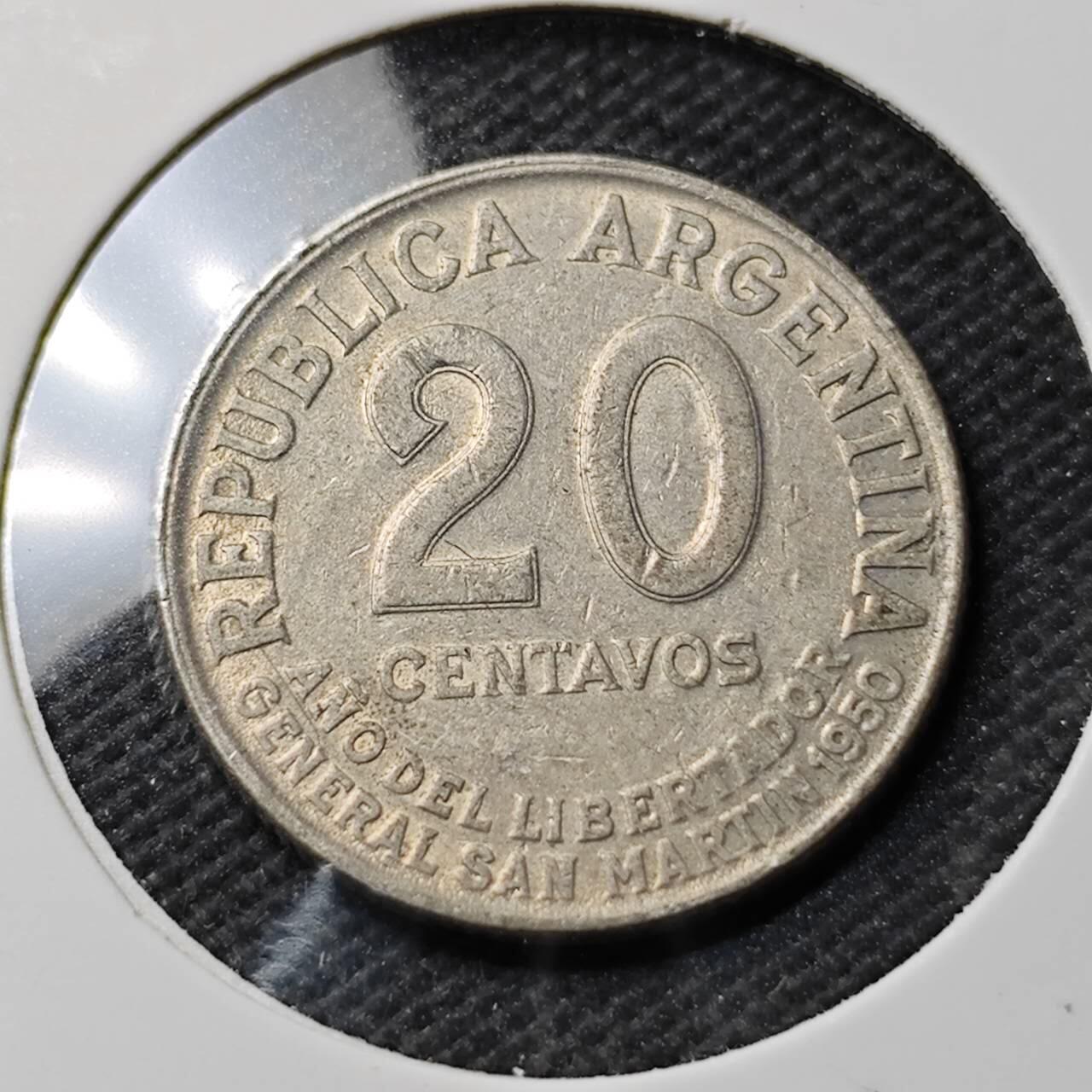 KK钱币收藏小铺  第389期  2月预留时间 周末发货  阿根廷20分纪念币