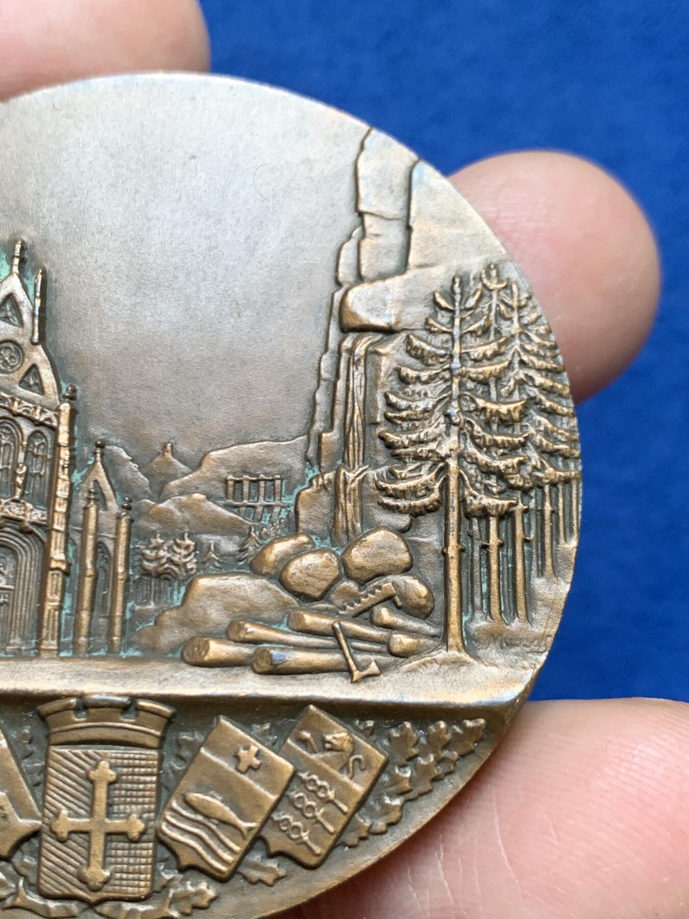 《竞宝斋》第461场 周日，周一，2场连拍 （全场包邮）欢迎送拍 法国布尔日和莱恩商会铜章 60.3克 49.6mm 丰饶角铜标