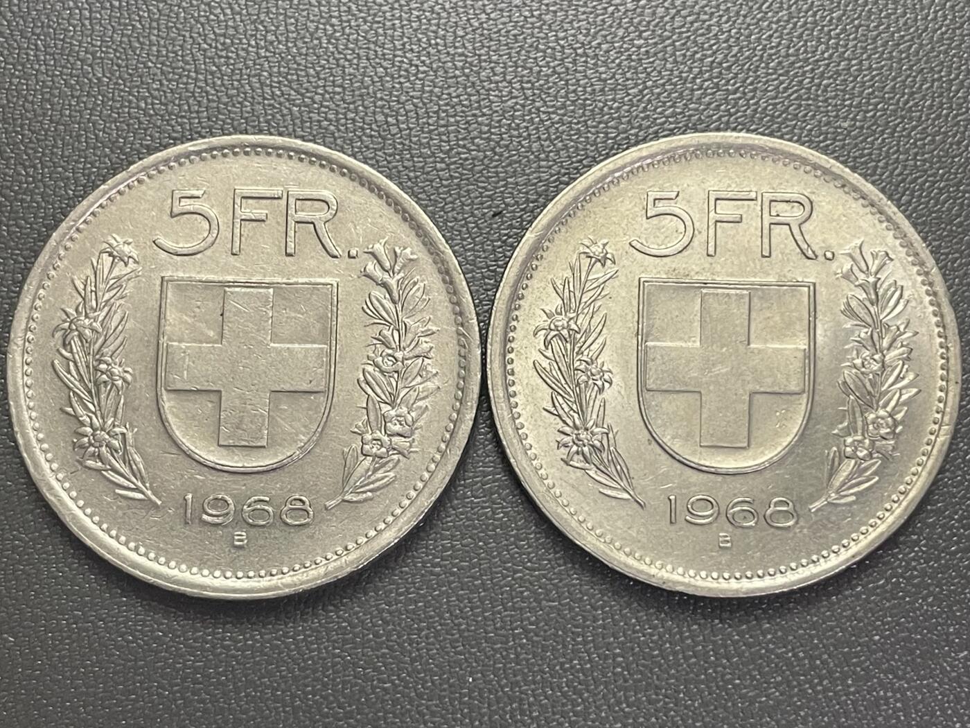 回流0125 瑞士1968年5法郎两枚