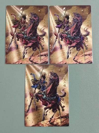 光影卡牌第29期，各家亲签，各家套卡，持续收拍品 - 卡德曼巾帼水浒，杆子扈三娘3张，粗闪工艺